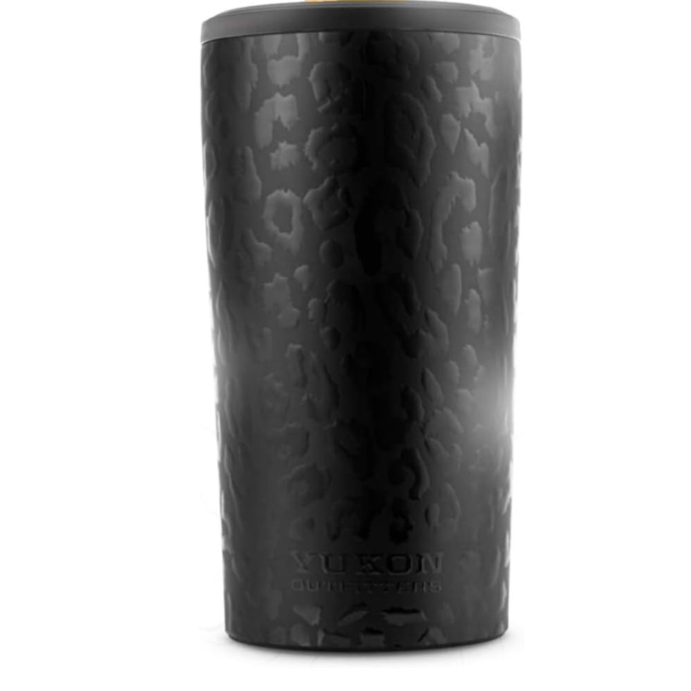 Insulated Black Leopard-Print Can Cooler
